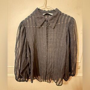 Zara striped sheer organza blouse